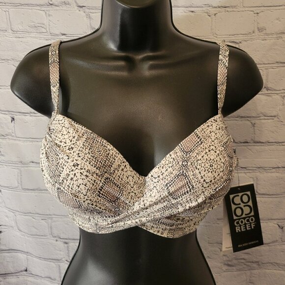 Coco Reef Women's Enrapture Printed Bra-Sized Wrap Bikini Top - Picture 1 of 8